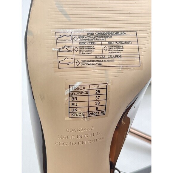 Brown Vinyl Spool Heeled Open Square Toe Slides 8 Transparent Mules x Forever21 - Picture 7 of 15